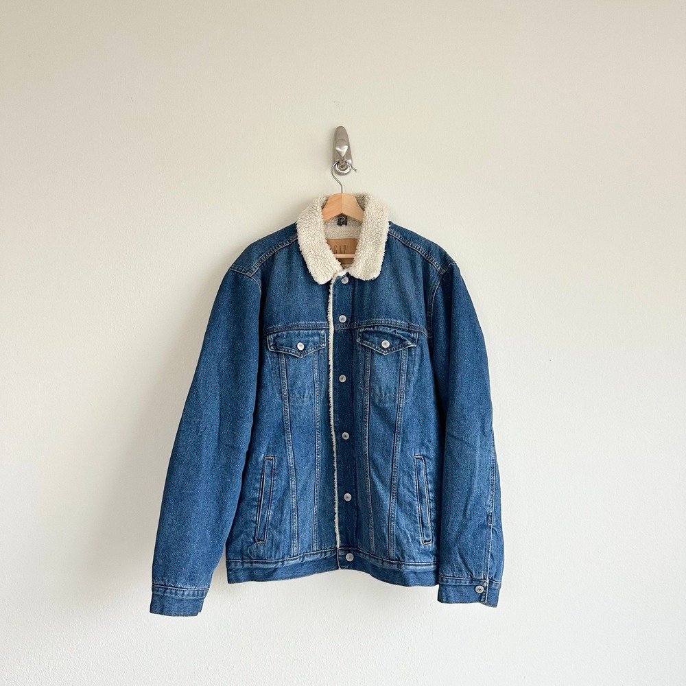 Vintage GAP Sherpa-Lined Denim Jacket  Size XL